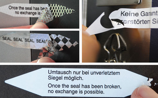 Manipulationssichere Sicherheitssiegle in Spitzform mit individuellem Aufdruck