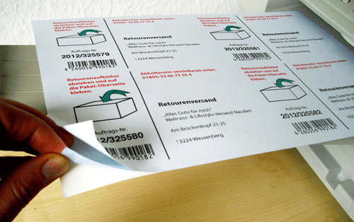 Zweilagige Duplex-Etiketten mit oberem Etikett zum Abziehen auf A4-Laserbogen zum selbst bedrucken