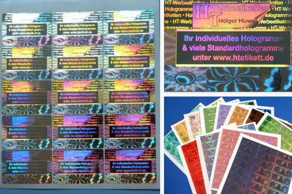 Individuelle Logo-Hologramme bilden das eigene Logo als Hologramm ab und bieten hohen Fälschungsschutz.