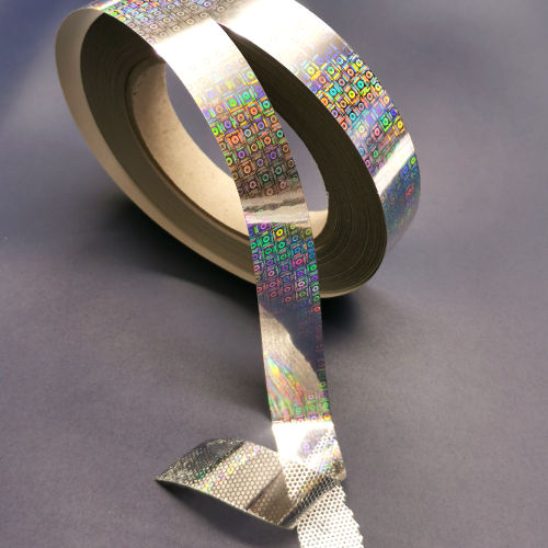 Hologramm-Tape zum Zuschneiden als Verpackungssiegel Hologramm-Klebeband zum Versiegeln von Verpackungen mit Sicherheitseffekt  gegen unerlaubte Ablöseversuche