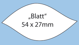 Aufkleber mit besonderen Konturen wie ein Blatt mit spitz zulaufenden Enden