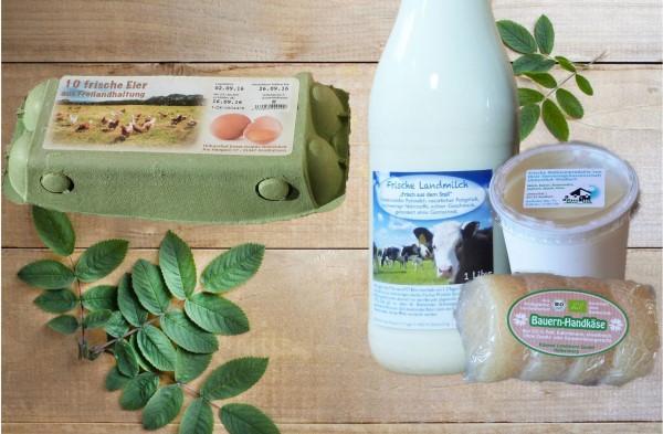 Individuelle Etiketten für Eierkartons, Milchflaschen, Käse, Quark, Joghurt