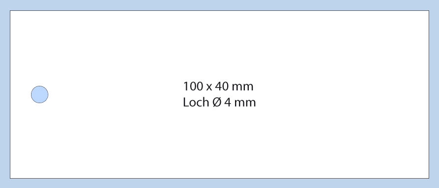 Hang Tags rechteckig 100x40mm Rechteckiges Anhängeetikett im Format 100x40mm aus weißem Karton