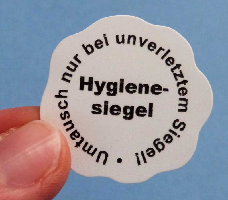 Hygienesiegel gegen unerlaubtes Öffnen von Verpackungen Hygienesiegel-Etikett als Siegel für Umtausch und Rückgabe im Onlinehandel