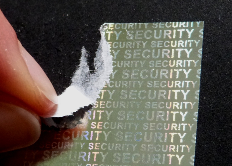 Etiketten aus Hologrammpapier Security Tape zerreißen bei Ablöseversuchen