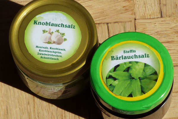 Individuelles Design für jede Produktsorte in jeder Stückzahl Deckeletiketten und Gläseretiketten für Salze und Gewürzmischungen