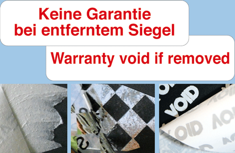 Garantiesiegel mit Zerstör-Effekt - verschiedene Materialien zur Auswahl Garantiesiegel aus verschiedenen Sicherheitsfolie, die bei Ablöseversuchen zerstört werden