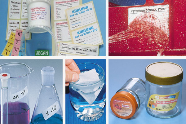 Wash-Off-Labels aus Spezialpapier, das sich in Wasser vollständig auflöst
