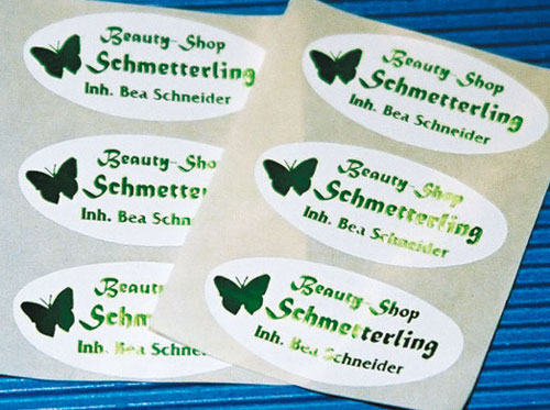 Papier-Etiketten, weiß-glänzend mit Heißprägung für Geschenke, Werbung, Image-Labels