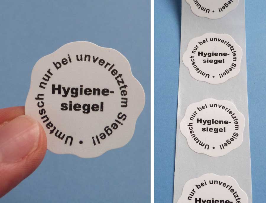 Sicherheitssiegel für Verpackungen von Hygieneproudkten Hygiene-Siegel-Aufkleber aus selbstzerstörender Sicherheitsfolie für Online-Handel