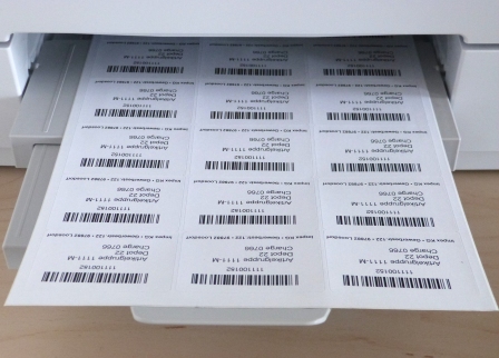Duplex-Etiketten auf dem Laserdrucker selbst bedrucken Sandwichetiketten aus weißem zweilagigen Duplexpapier auf A4-Bogen mit Laser selbst drucken