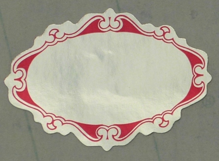 Goldenes Papieretikett in Schmuckform mit rotem Rand für Werbung, Geschenke und Dekoration