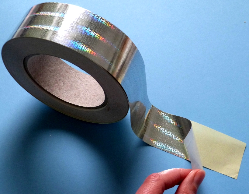 Security Hologrammpapier-Klebeband - einfach nach Bedarf zuschneiden Hologrammpapier Security Tape als Sicherheitsklebeband auf Rollen für Zuschnitt nach Maß