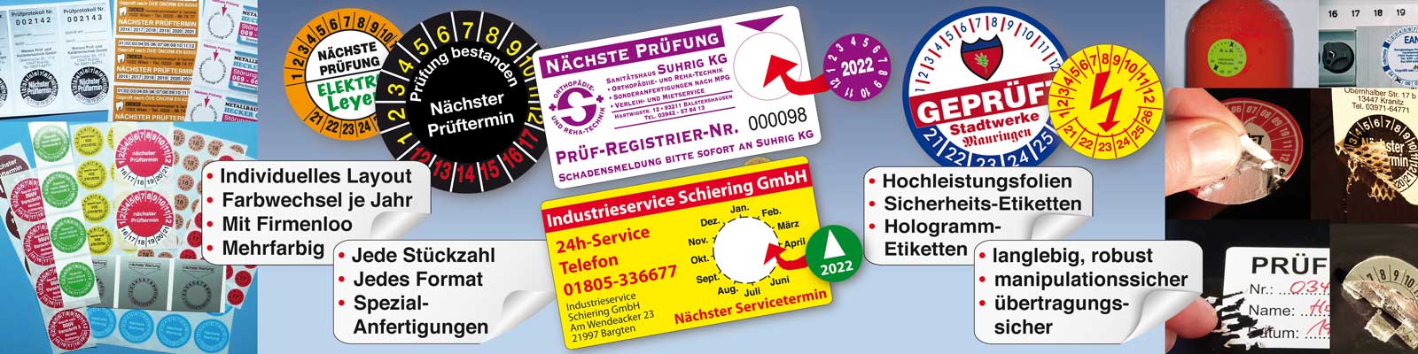 Manipulationssichere Prüfplaketten aus Sicherheitsfolie individuell-bedruckte-Pruefetiketten